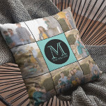 Redigerbart bakgrundsfoto för Färg Round Monogram Kudde<br><div class="desc">Monogramfoto-kudde som du kan lägga till 8 av dina egna foton och anpassa med dina ursprungliga bilder och namn som är inställda i den svarta rundade bilden. Du kan också redigera bakgrunden färg (klicka på anpassningsknappen) i avsnittet mitten så att den stämmer överens med teckensnittet färg. Underbar som gåvor till...</div>