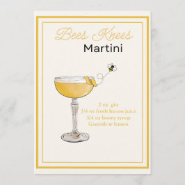 Redigerbart Bes Knees Martini-receptkort Meny