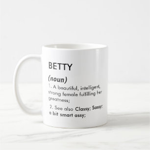 Redigerbart Betty namn definition, anpassat namn Kaffemugg