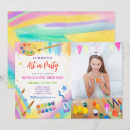Redigerbart bild Party Painting Party Birthday Pho Inbjudningar
