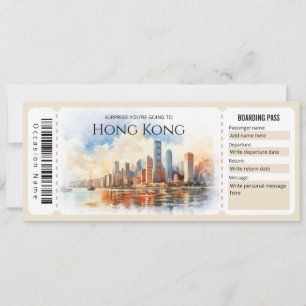 Redigerbart Biljett-boardingpass för Hongkong Flyg Inbjudningar