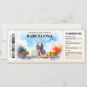 Redigerbart boardingpass för Barcelona Spain Flygp Inbjudningar