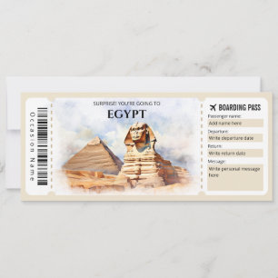 Redigerbart boardingpass för Egypten Flygplan bilj Inbjudningar