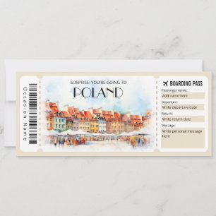 Redigerbart boardingpass för Polen Warszawa Flygpl Inbjudningar