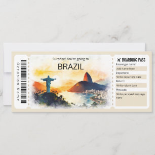 Redigerbart Brasilien Rio Boarding Pass Flygplan b Inbjudningar