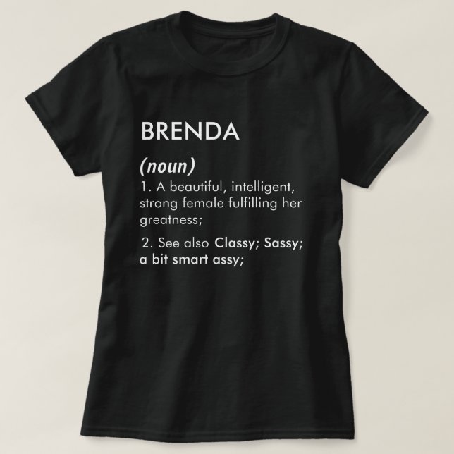 Redigerbart Brenda namn definition, anpassat namn T Shirt (Design framsida)