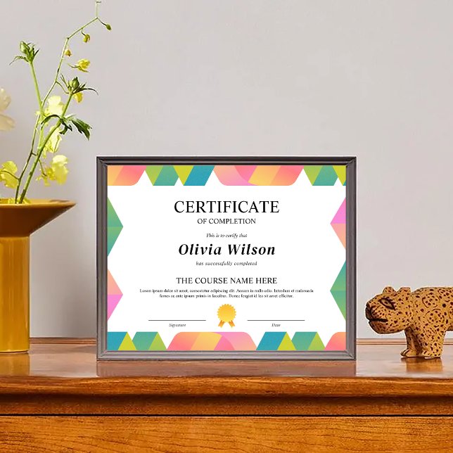 Redigerbart certifikat för fullföljningskurser (Editable Certificate of Completion Course Award)