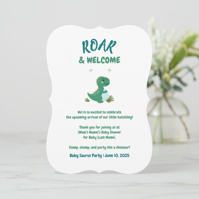 Redigerbart Dinosaur Baby Shower ROAR & WELCOME (Stående Fram)
