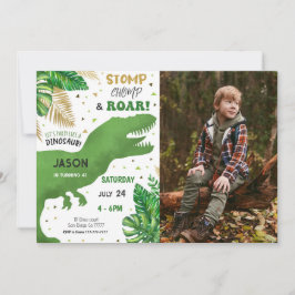 Redigerbart Dinosaur-Födelsedagsfest - foto Inbjudningar