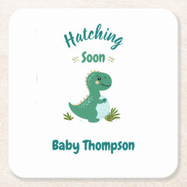 Redigerbart Dinosaur Pojke Shower Hating Soon Underlägg Papper Kvadrat