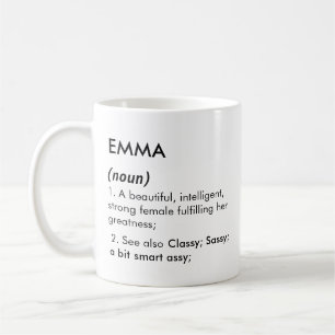Redigerbart Emma namn definition, anpassat namn Kaffemugg