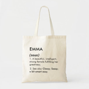 Redigerbart Emma namn definition, anpassat namn Tygkasse