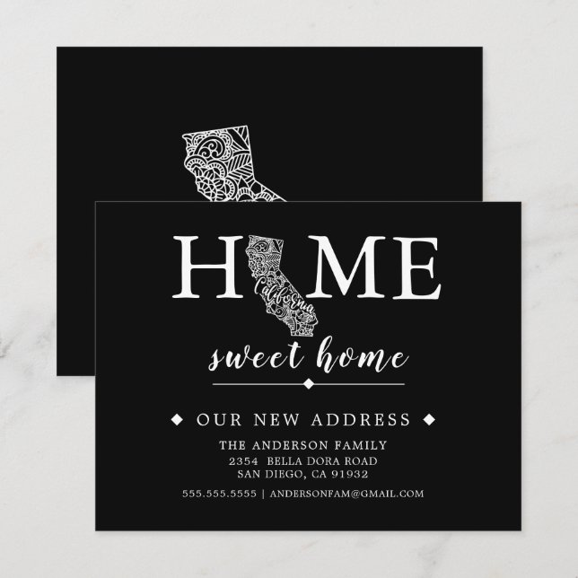 Redigerbart Färg CALIFORNIA-meddelande om Flytta Inbjudningar (Fram/baksida)