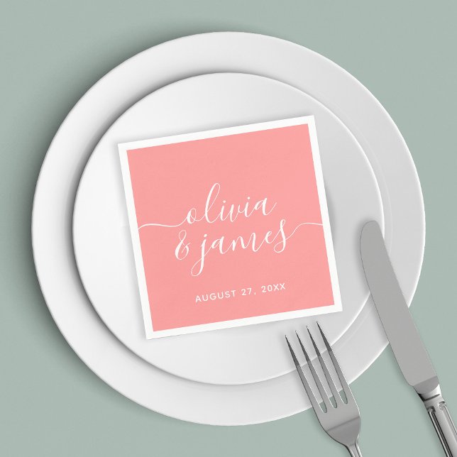 Redigerbart Färg Calligraphy-skript Bröllop Pappersservett (Skapare uppladdad)