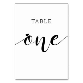 Redigerbart Färg Cute Heart-skript Ett Bröllop Tab Bordsnummer
