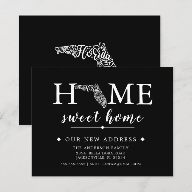 Redigerbart Färg FLORIDA-meddelande om Flytta Inbjudningar (Fram/baksida)