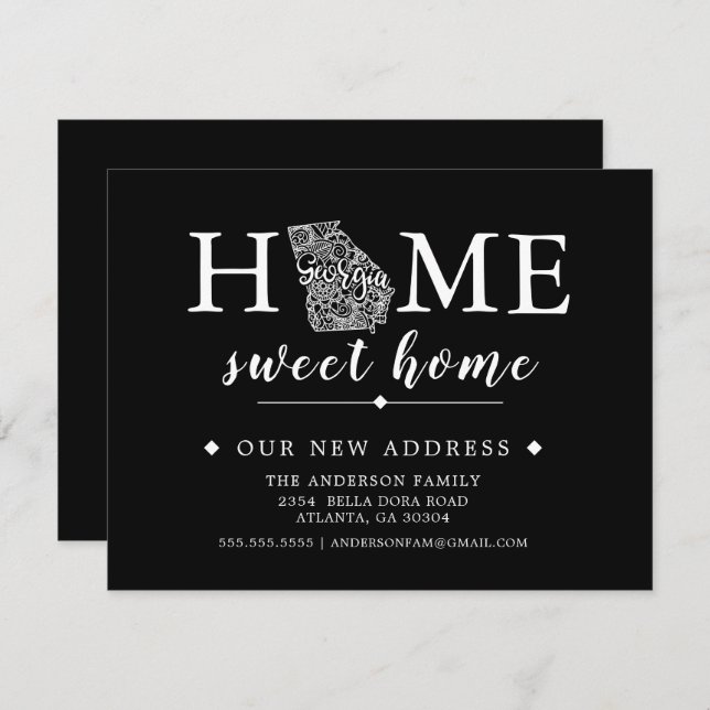 Redigerbart Färg GEORGIA-meddelande om Flytta Inbjudningar (Fram/baksida)