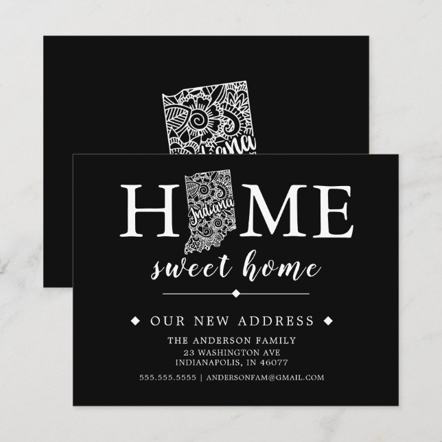 Redigerbart Färg INDIANA-meddelande om Flytta Inbjudningar (Fram/baksida)