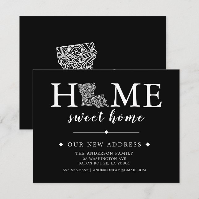 Redigerbart Färg LOUISIANA-meddelande om Flytta Inbjudningar (Fram/baksida)