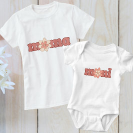 Redigerbart Färg-Mamma med Flower Matching Mini T Shirt