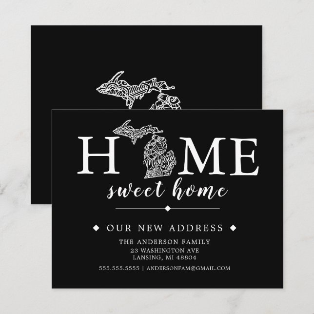 Redigerbart Färg MICHIGAN-meddelande om Flytta Inbjudningar (Fram/baksida)