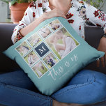 Redigerbart Färg Monogram Det här är USA Photo Col Kudde<br><div class="desc">Monogramkudde med orden "this is us" i ett skript för snyggt med 8 fyrkantiga bilder som ordnats i en rutnätslayout med ett vitt gräns på fram- och baksidan som skapar det totalt 16 bilder som du kan ersätta med egna foton mot en redigerbar bakgrund färg (klicka på "anpassa" för att...</div>