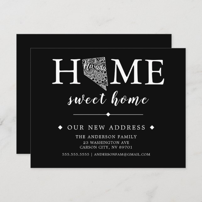 Redigerbart Färg NEVADA-meddelande om Flytta Inbjudningar (Fram/baksida)