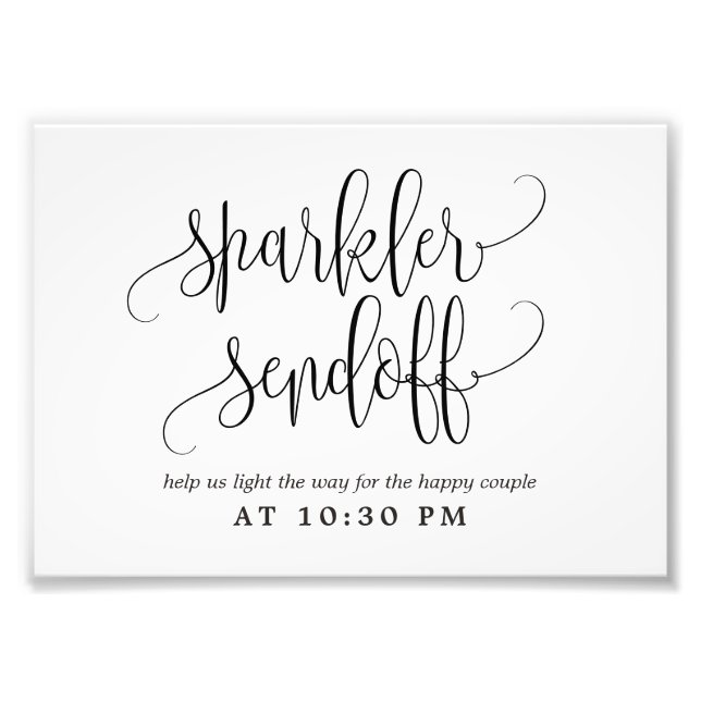 Redigerbart FÄRG och STORLEK Sparkler Sendoff-sign Fototryck (Framsidan)