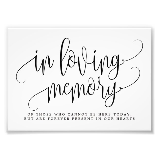 Redigerbart FÄRG och STORLEKT i Loving Memory Sign Fototryck (Framsidan)