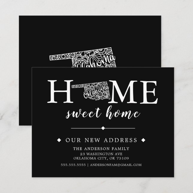 Redigerbart Färg OKLAHOMA-meddelande om Flytta Inbjudningar (Fram/baksida)