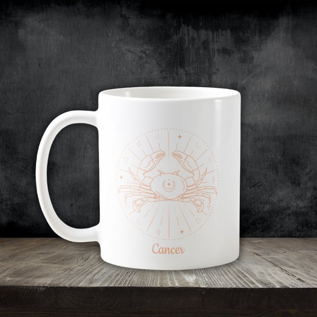 Redigerbart Färg Peach Cancer Zodiac-tecken Kaffemugg (Skapare uppladdad)