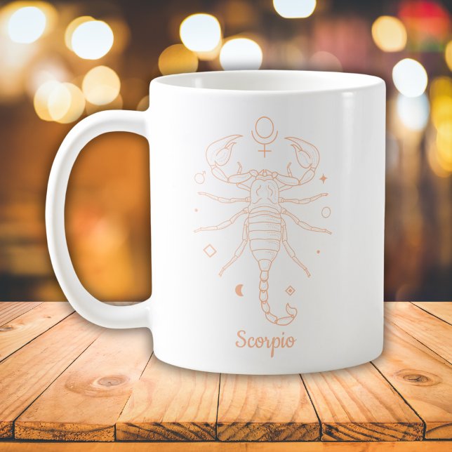 Redigerbart Färg Peach Scorpio Zodiac-tecken Kaffemugg (Skapare uppladdad)