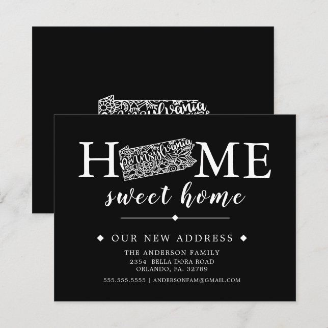 Redigerbart Färg Pennsylvania-meddelande om Flytta Inbjudningar (Fram/baksida)