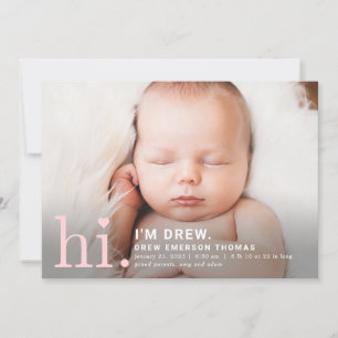 Redigerbart Färg Precious Hi Baby Birth-meddelande Julkort