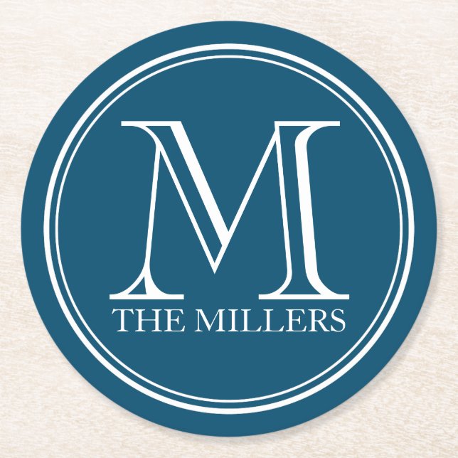 Redigerbart Färg Pub/Middag/Namn Round Monogram Underlägg Papper Rund (Framsidan)