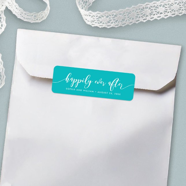 Redigerbart Färg slappna av i skriptet lyckligtvis Returadress Etikett (Skapare uppladdad)