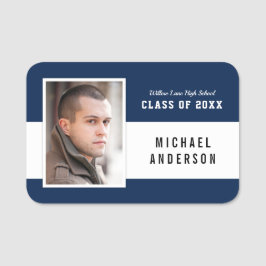 Redigerbart Färg Varsity School Class Reunion Phot Namnbricka