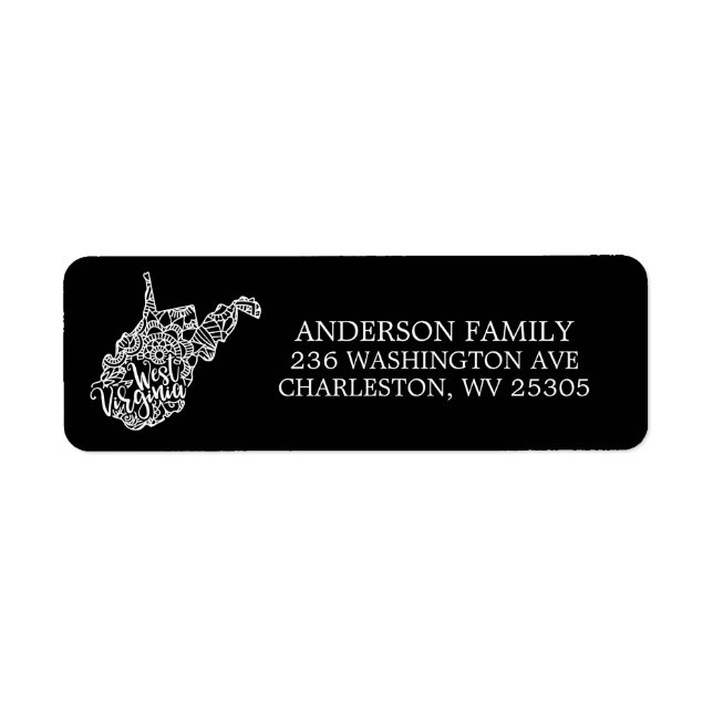 Redigerbart Färg VÄSTER VIRGINIA Flytta-meddelande Returadress Etikett (Framsidan)