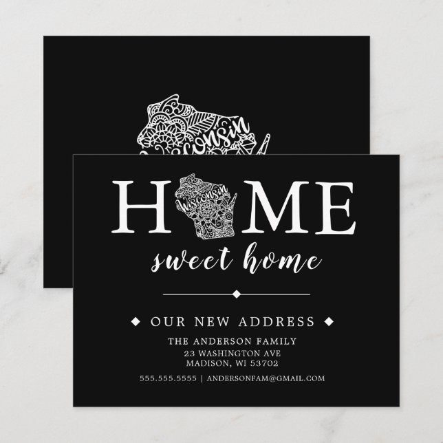 Redigerbart Färg WISCONSIN-meddelande om Flytta Inbjudningar (Fram/baksida)