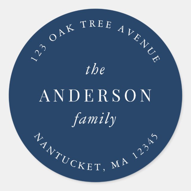 Redigerbart färgfamiljnamn Returadress Modernt Runt Klistermärke (Framsida)