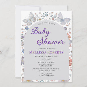 Redigerbart fjärilstema för baby shower-inbjudan inbjudningar