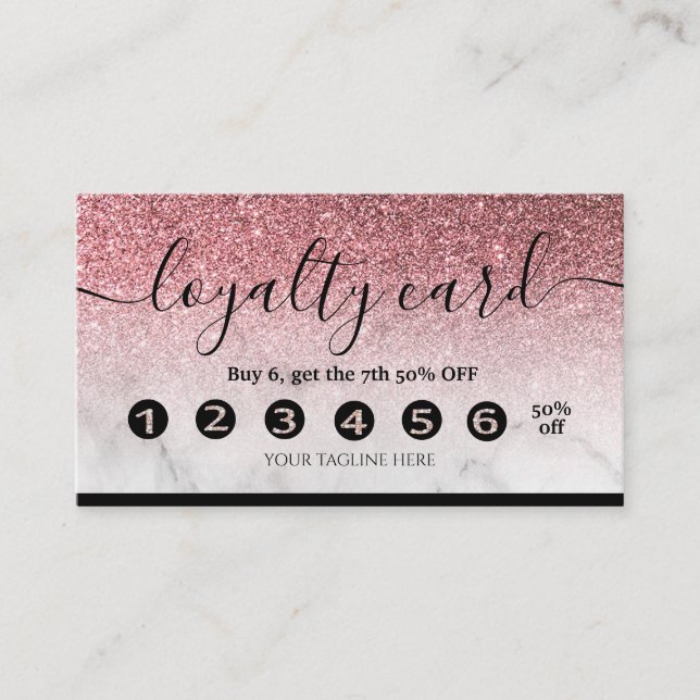 Redigerbart förmånskort ro guld glitter marble visitkort (Framsida)