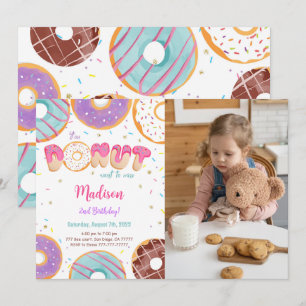 Redigerbart foto för Donut-Födelsedagsfest Inbjudningar