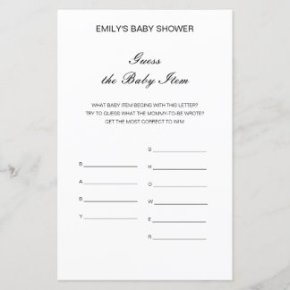 Redigerbart Gissa barnartikeln Baby Shower-spel
