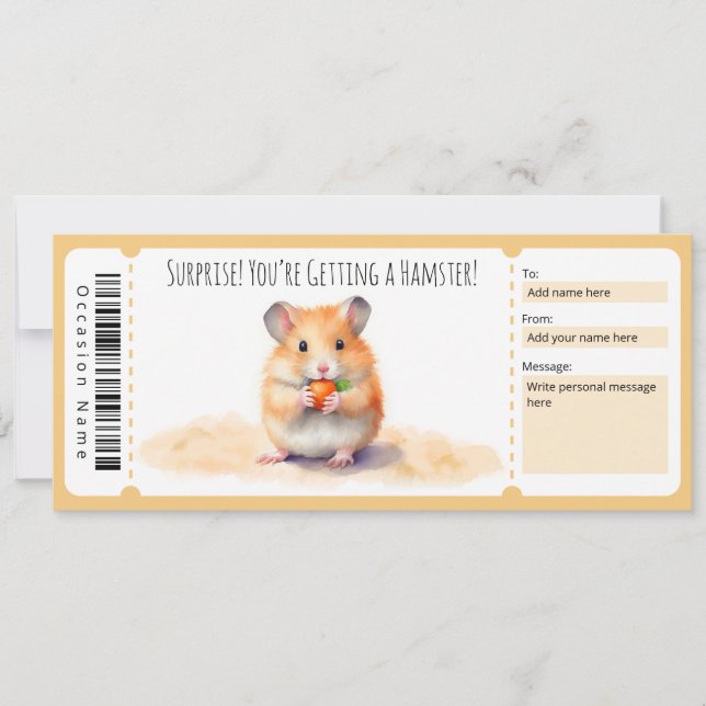 Redigerbart Hamster Gift-certifikat Inbjudningar (Framsida)