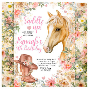 REDIGERBART Hästs födelsedagsinbjudan, Cowgirl-inb Inbjudningar