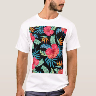 Redigerbart hibiscus, blommönstret vintage t shirt