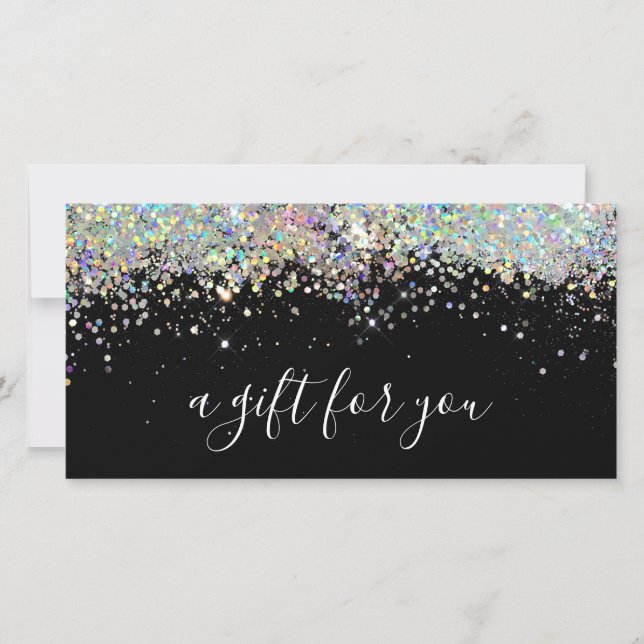 Redigerbart holografiskt Glitter Black Gift-certif (Framsida)
