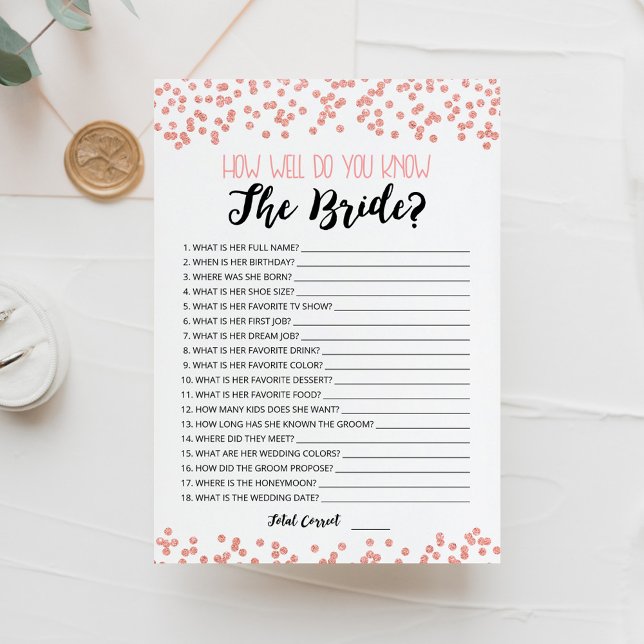 Redigerbart Hur väl känner du till Bride-spelkorte Inbjudningar (Skapare uppladdad)