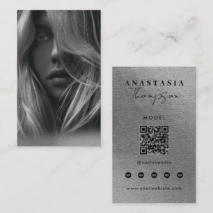 Redigerbart Influencer Innehållsskapare Silver Visitkort